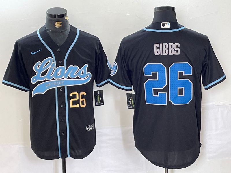 Men Detroit Lions #26 Gibbs Black Joint Name 2024 Nike Limited NFL Jersey style 2